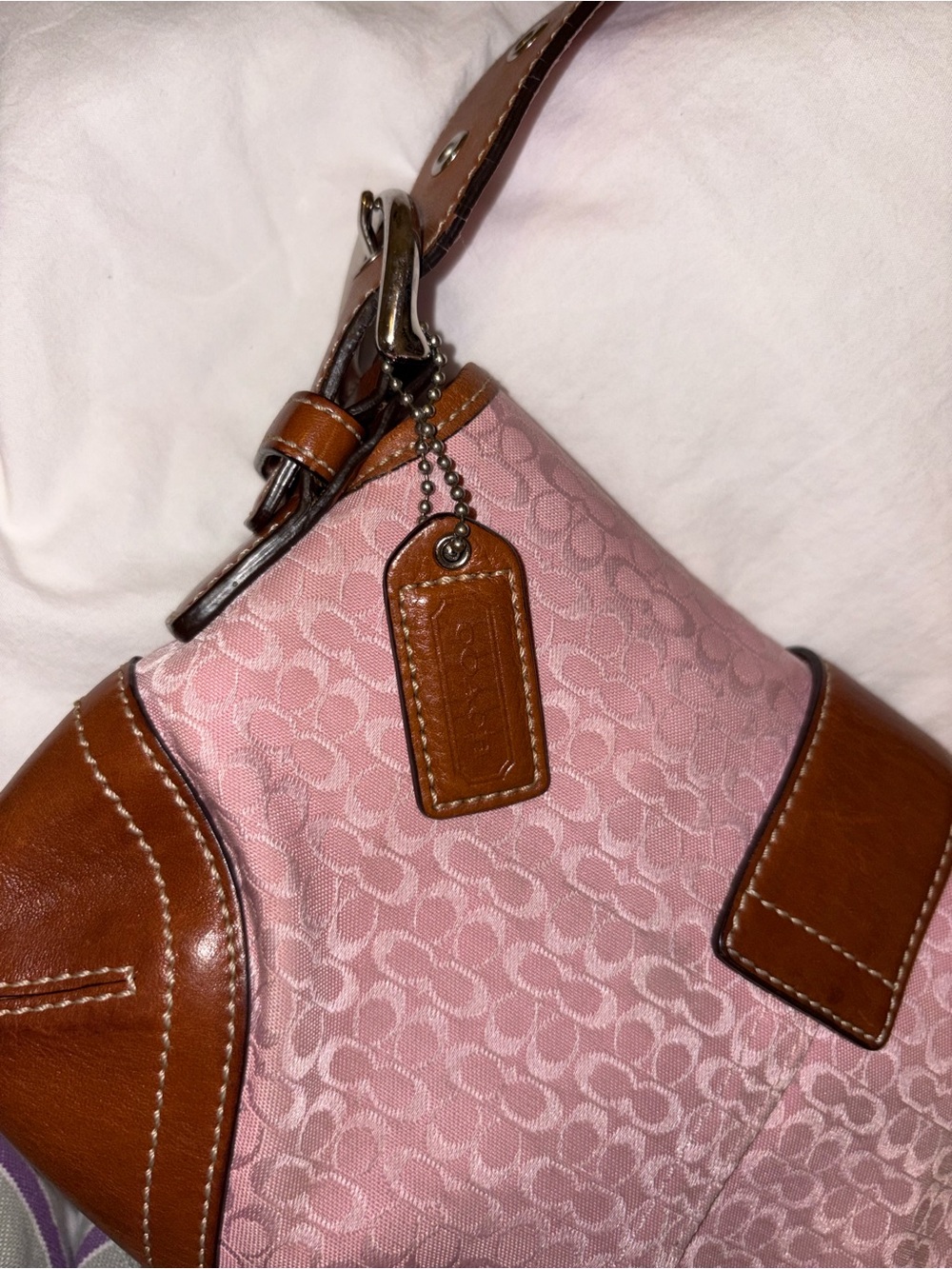 RARE Light Pink Brown Leather Coach SoHo Bag - Picture 2 of 5